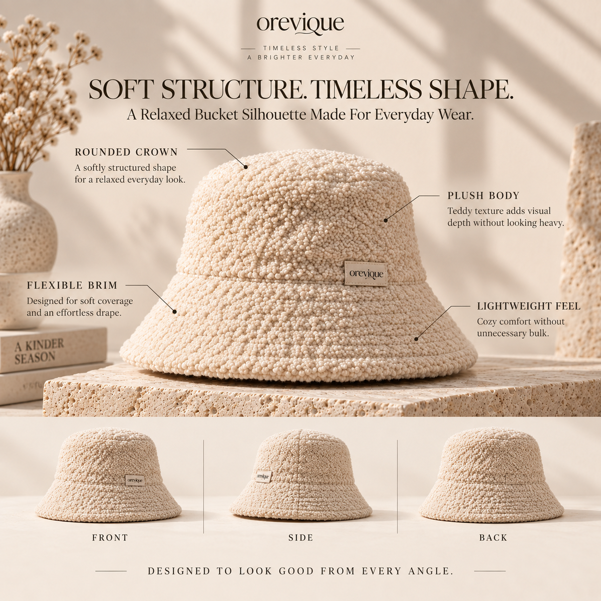 OREVIQUE® Teddy Soft Bucket Hat – Cozy Plush Everyday Hat