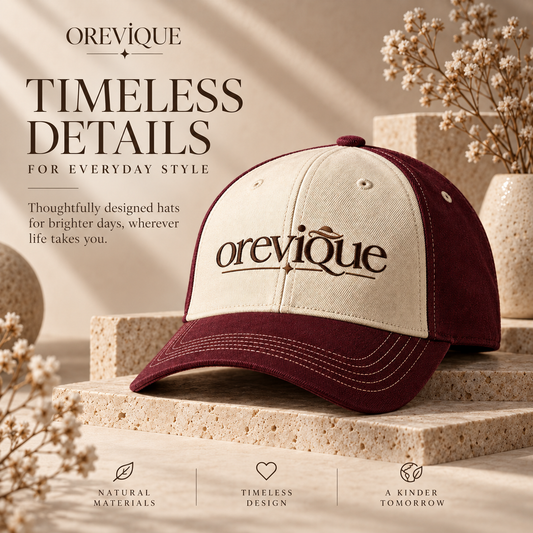 OREVIQUE® Heritage Colorblock Baseball Cap – Burgundy & Cream Everyday Hat