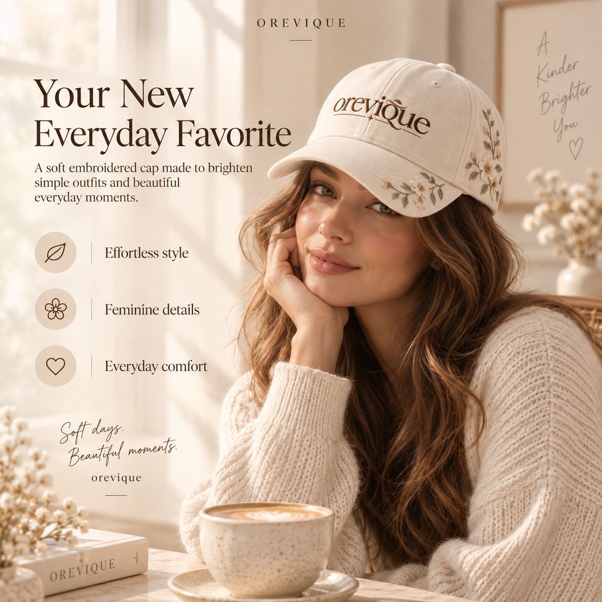 OREVIQUE® Wildflower Embroidered Baseball Cap – Feminine Floral Everyday Hat