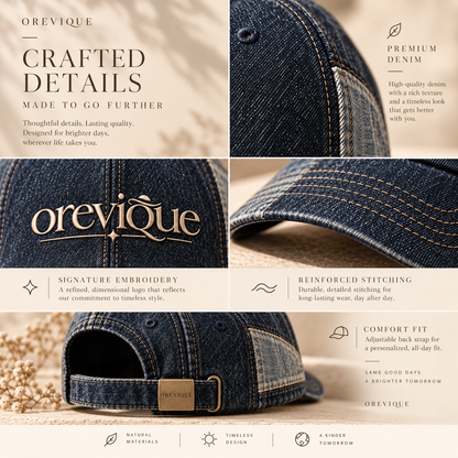 OREVIQUE® Vintage Denim Baseball Cap – Washed Embroidered Everyday Hat
