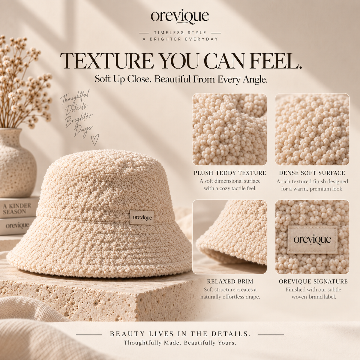 OREVIQUE® Teddy Soft Bucket Hat – Cozy Plush Everyday Hat