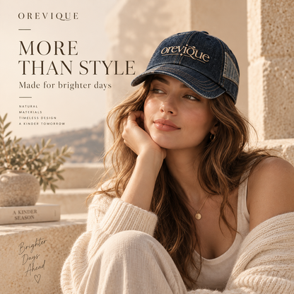 OREVIQUE® Vintage Denim Baseball Cap – Washed Embroidered Everyday Hat