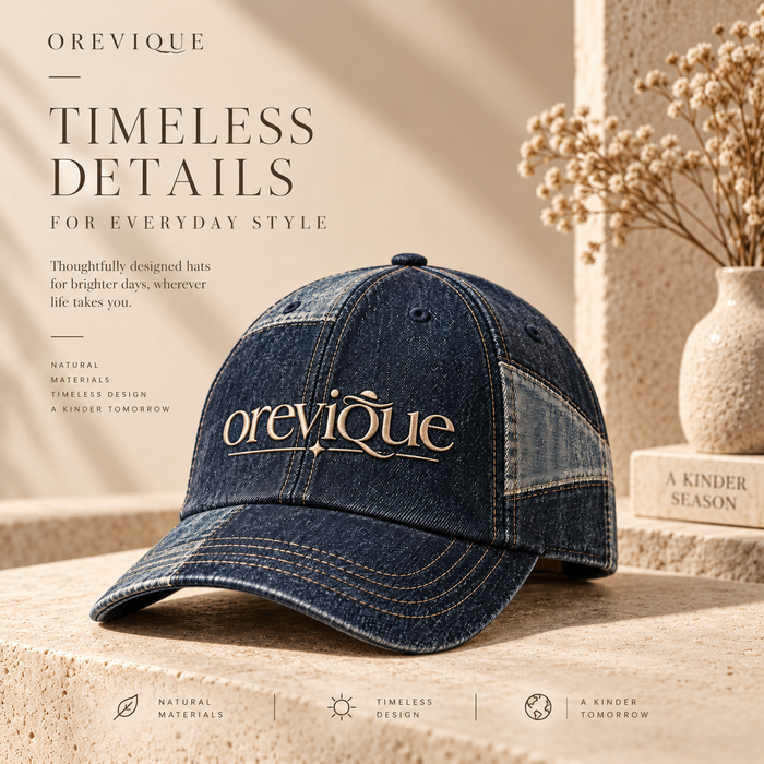 OREVIQUE® Vintage Denim Baseball Cap – Washed Embroidered Everyday Hat