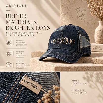 OREVIQUE® Vintage Denim Baseball Cap – Washed Embroidered Everyday Hat