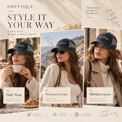 OREVIQUE® Vintage Denim Baseball Cap – Washed Embroidered Everyday Hat
